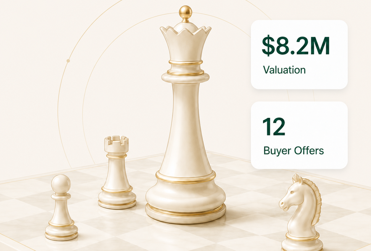Chess pieces with deal valuation and buyer offer stats